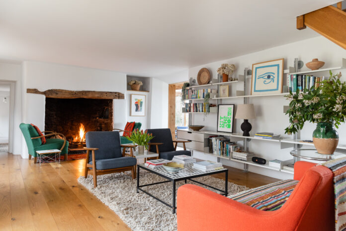 Living room at The Farmhouse, Bude