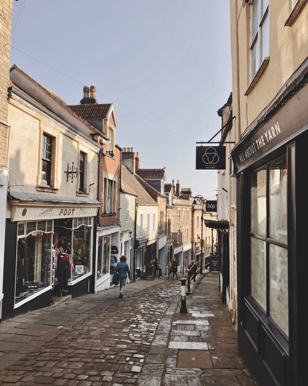 A cobbled street in Frome